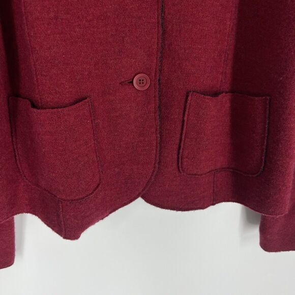 Eileen Fisher Sweater Size Large Red Felted Merino Wool Blazer Jacket Button Up - Picture 4 of 9